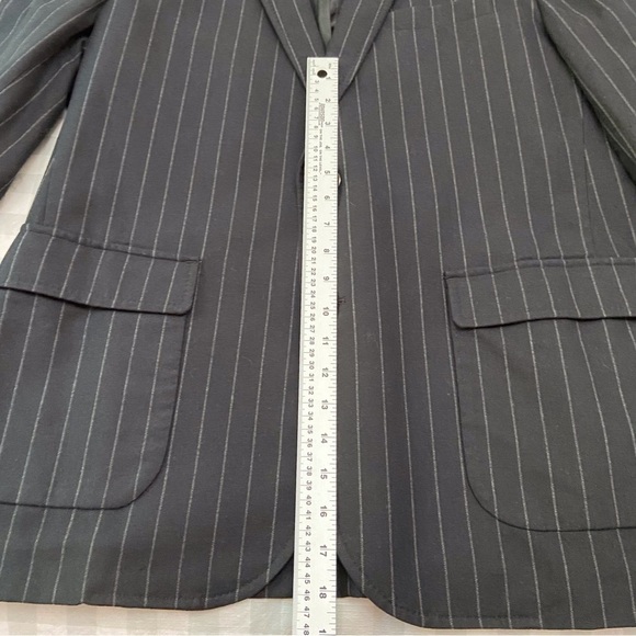 BROOKS Brothers 1818 men blazer black striped lightweight size Large cotton wool - Picture 11 of 16